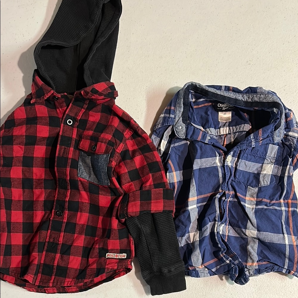2T Red and Blue Button Down Shirts